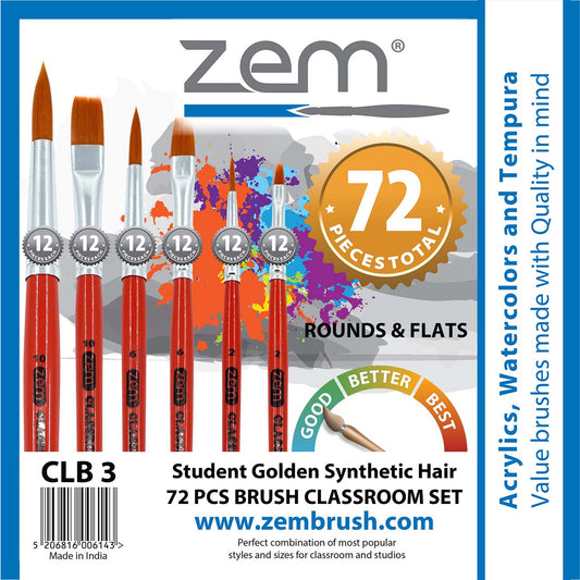 CBL Classroom Brush Box Sets 72pcs: Rounds and Flats - CBL-3