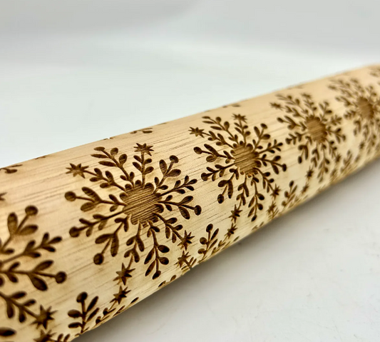 Rolling Pin: Elegant Snowflakes