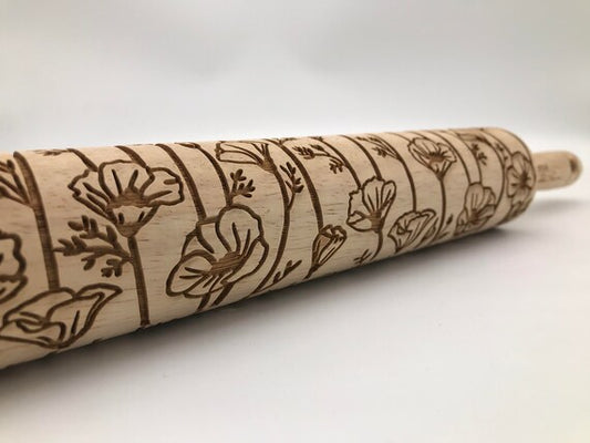 Rolling Pin: Poppies